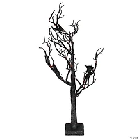 Northlight 26" Black Glitter LED Tabletop Halloween Tree with Bats