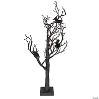 Northlight 26" Black Glitter LED Tabletop Halloween Tree with Bats