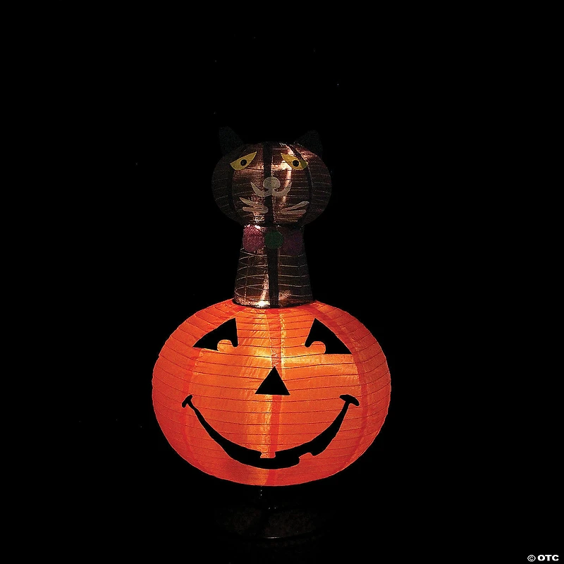 Northlight 3' Orange and Black Lighted Cat on a Pumpkin Outdoor Halloween Yard Decor