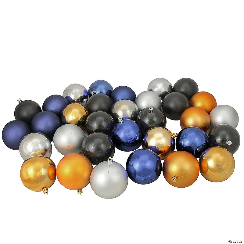 Northlight 32ct Black and Gold Shatterproof 2-Finish Christmas Ball Ornaments 3.25" (80mm)