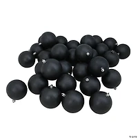 Northlight 32ct Black Shatterproof Matte Christmas Ball Ornaments 3.25" (80mm)