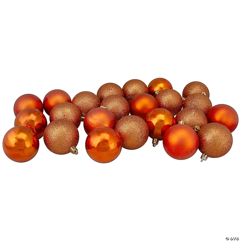 Northlight 32ct Burnt Orange Shatterproof 4-Finish Christmas Ball Ornaments 3.25" (80mm)
