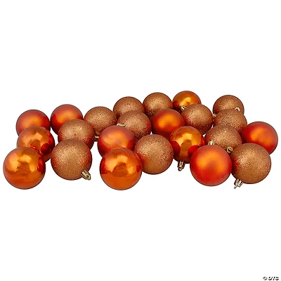 Northlight 32ct Burnt Orange Shatterproof 4-Finish Christmas Ball Ornaments 3.25" (80mm)