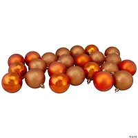 Northlight 32ct Burnt Orange Shatterproof 4-Finish Christmas Ball Ornaments 3.25" (80mm)