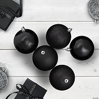 Northlight 32ct Jet Black Shatterproof 4-Finish Christmas Ball Ornaments 3.25" (80mm)