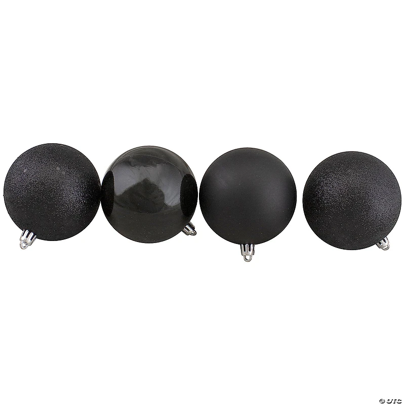 Northlight 32ct Jet Black Shatterproof 4-Finish Christmas Ball Ornaments 3.25" (80mm)
