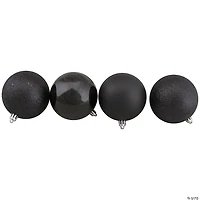 Northlight 32ct Jet Black Shatterproof 4-Finish Christmas Ball Ornaments 3.25" (80mm)