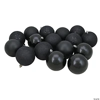Northlight 32ct Jet Black Shatterproof 4-Finish Christmas Ball Ornaments 3.25" (80mm)