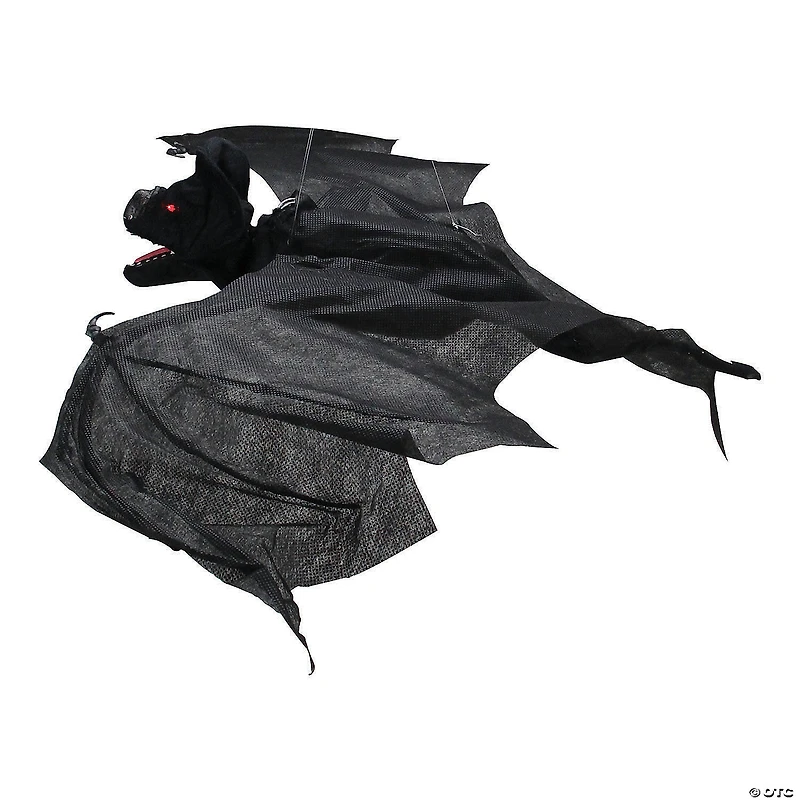 Northlight 33" Black and Red Battery Operated Animated Spooky Bat Hanging Halloween Decor
