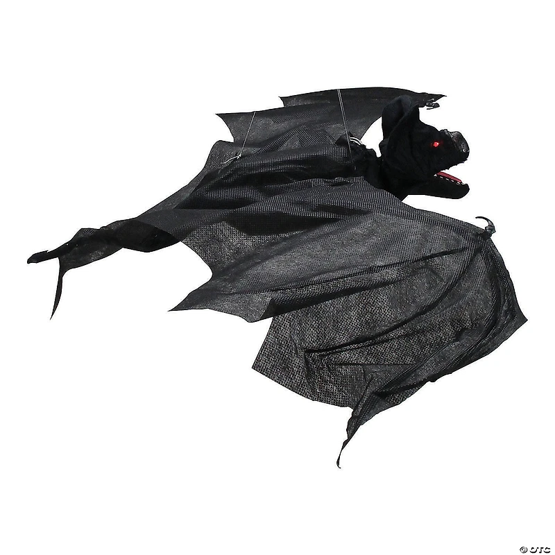 Northlight 33" Black and Red Battery Operated Animated Spooky Bat Hanging Halloween Decor