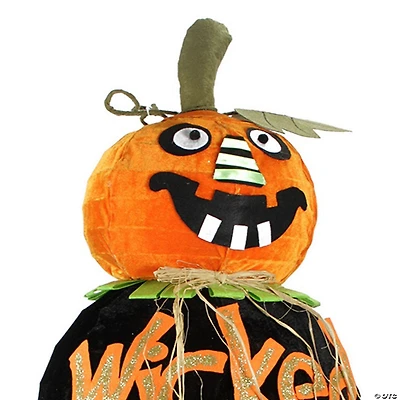 Northlight 38" Pre-Lit Orange and Black Standing Spooky Wicked Jack-O-Lantern Pumpkin Halloween Decor