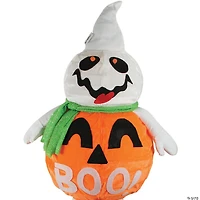 Northlight 39" Orange and White LED Lighted Standing Jack O Lantern Ghost Outdoor Halloween Decor