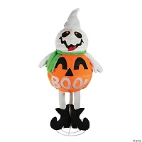 Northlight 39" Orange and White LED Lighted Standing Jack O Lantern Ghost Outdoor Halloween Decor