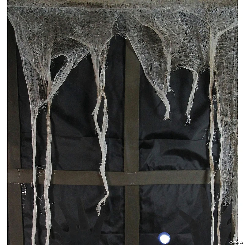 Northlight 41" Pre-Lit Black and Gray Ghostly Window with Tattered Curtain Halloween Decor