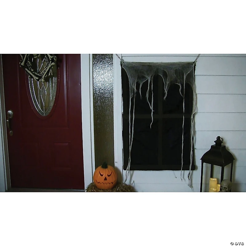 Northlight 41" Pre-Lit Black and Gray Ghostly Window with Tattered Curtain Halloween Decor
