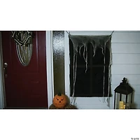 Northlight 41" Pre-Lit Black and Gray Ghostly Window with Tattered Curtain Halloween Decor