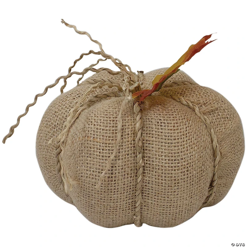 Northlight 5.5" Beige Burlap Autumn Harvest Table Top Pumpkin