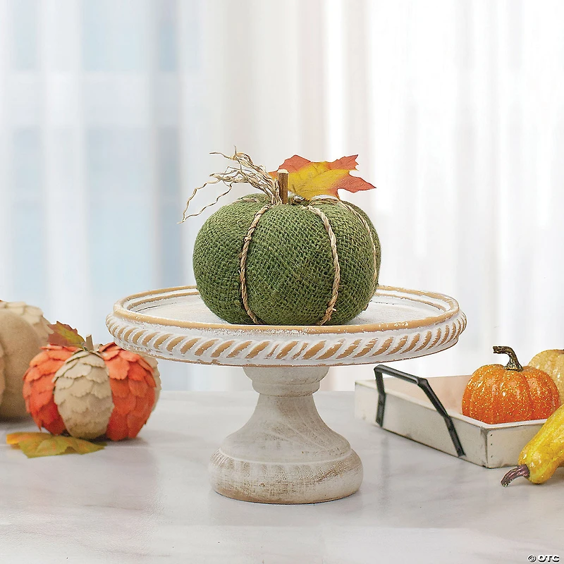Northlight 5.5" Green Burlap Autumn Harvest Table Top Pumpkin