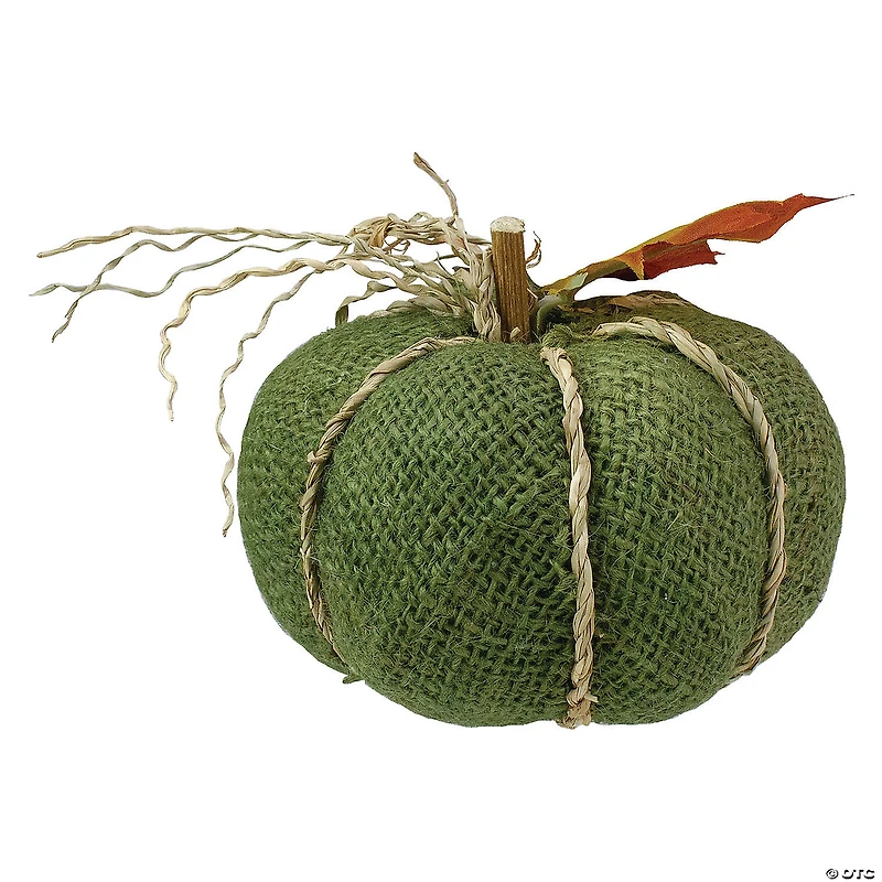 Northlight 5.5" Green Burlap Autumn Harvest Table Top Pumpkin