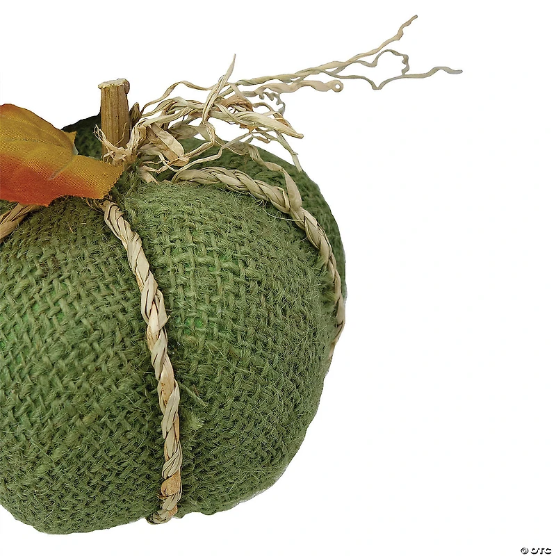 Northlight 5.5" Green Burlap Autumn Harvest Table Top Pumpkin