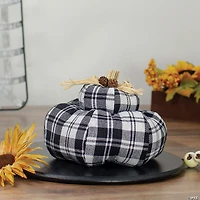 Northlight 6.5" Black and White Plaid Stacked Fall Harvest Tabletop Pumpkin