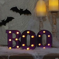 Northlight 6.5" LED Black and Purple BOO Halloween Marquee Sign