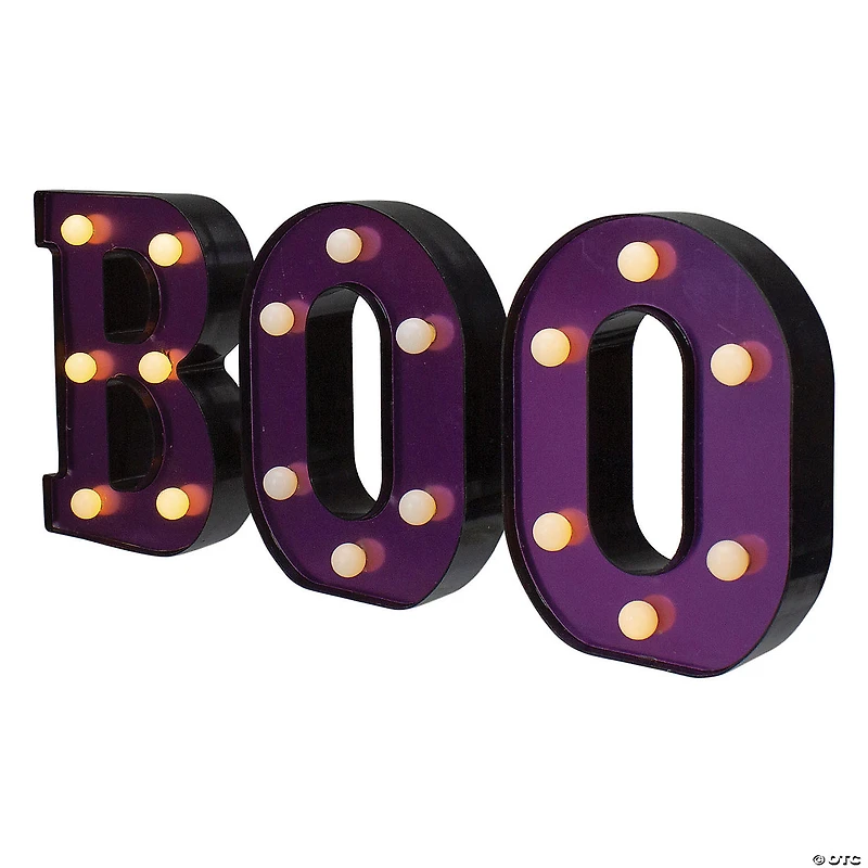 Northlight 6.5" LED Black and Purple BOO Halloween Marquee Sign