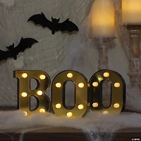 Northlight 6.5" Lighted Black and Gold BOO Halloween Marquee Sign