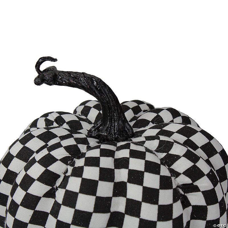 Northlight 6.5" White and Black Plaid Fall Harvest Tabletop Pumpkin