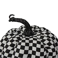 Northlight 6.5" White and Black Plaid Fall Harvest Tabletop Pumpkin