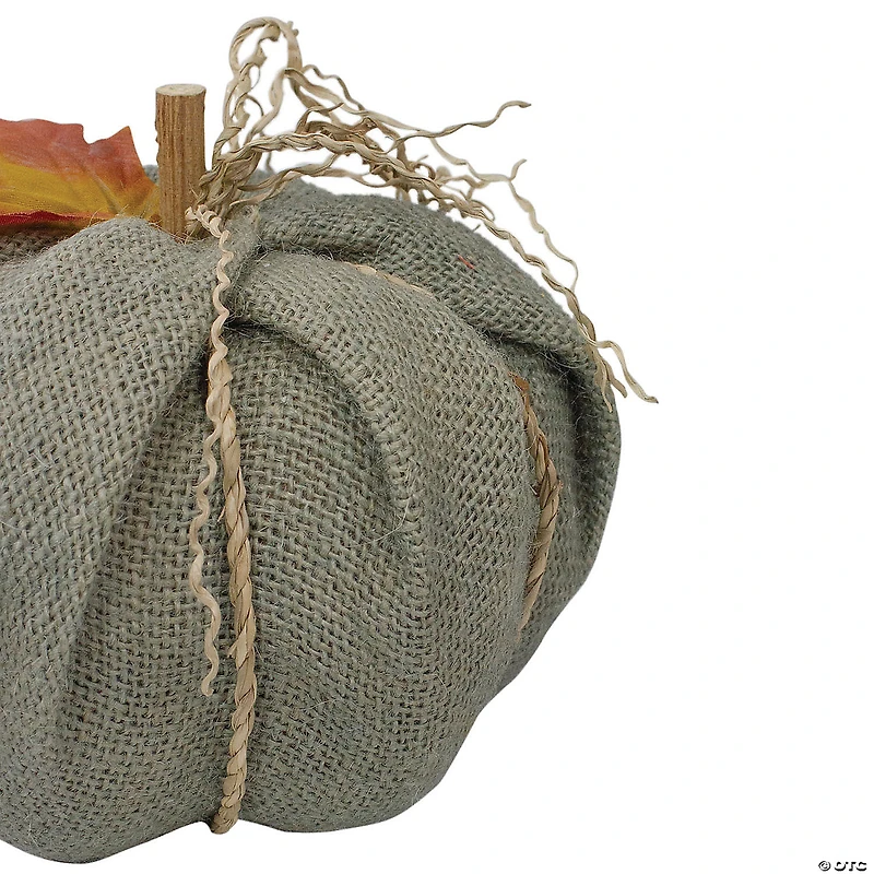 Northlight 6.75" Green Burlap Autumn Harvest Table Top Pumpkin