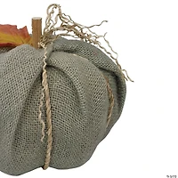 Northlight 6.75" Green Burlap Autumn Harvest Table Top Pumpkin