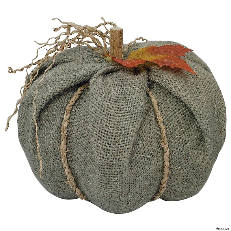 Northlight 6.75" Green Burlap Autumn Harvest Table Top Pumpkin