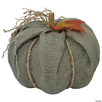 Northlight 6.75" Green Burlap Autumn Harvest Table Top Pumpkin