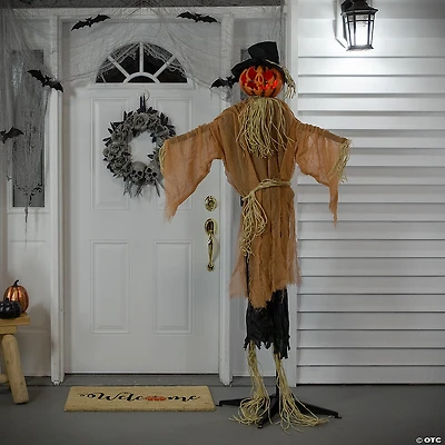 Northlight 6' Black and Brown Animated Jack o Lantern Scarecrow Halloween Decor