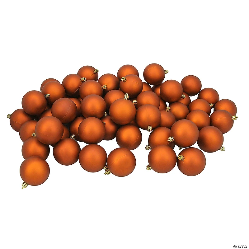 Northlight 60ct Burnt Orange Shatterproof Matte Christmas Ball Ornaments 2.5" (60mm)