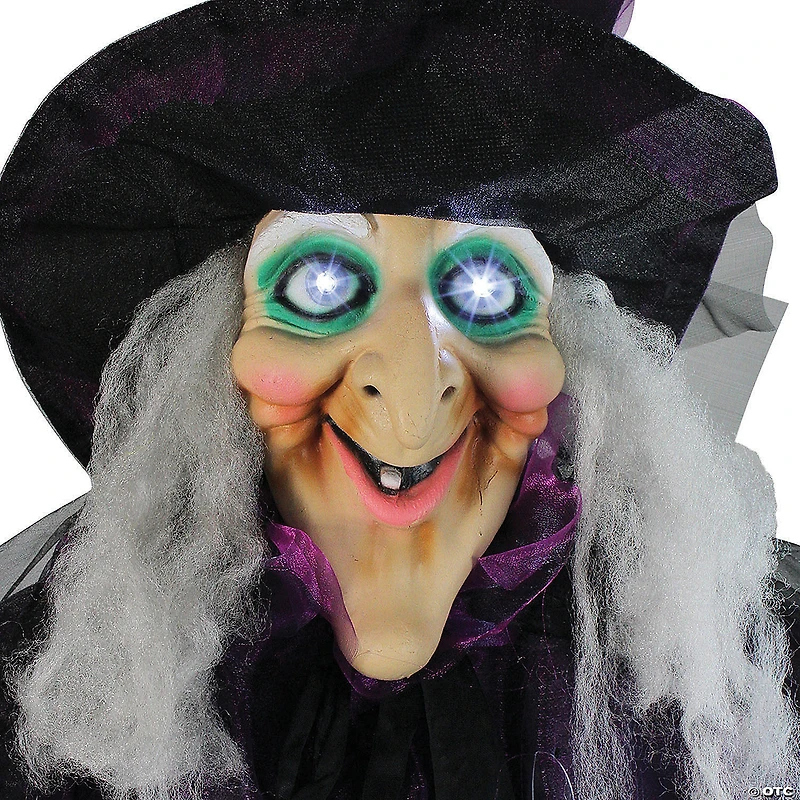 Northlight 66" Animated Standing Witch and Broomstick Halloween Decoration