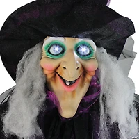 Northlight 66" Animated Standing Witch and Broomstick Halloween Decoration
