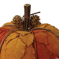 Northlight 7.5" Orange and Brown Fall Harvest Tabletop Pumpkin