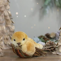 Northlight 8.5" Orange and Brown Autumn Harvest Table Top Bird with Sequins