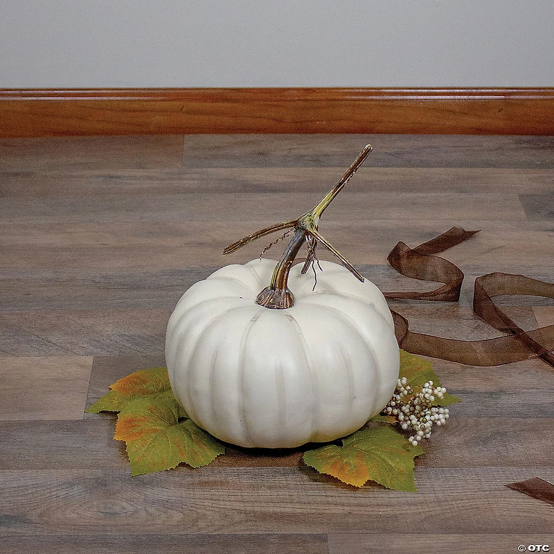 Northlight 8" Cream White Pumpkin Weighted Halloween Statue