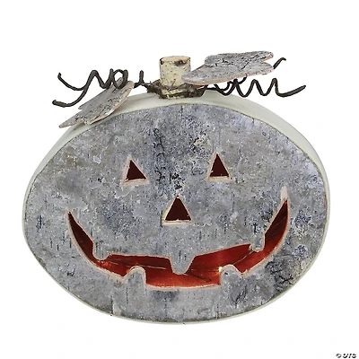 Northlight 9.25" Gray LED Battery Operated Jack-O-Lantern Halloween Table Top Decoration