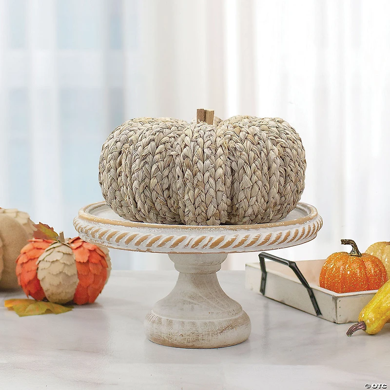 Northlight 9.5" Beige Weaved Autumn Harvest Table Top Pumpkin