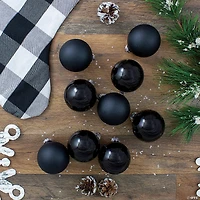 Northlight 9ct Shiny and Matte Black Glass Ball Christmas Ornaments 2.5" (65mm)