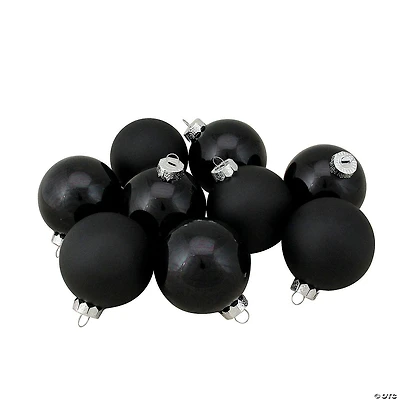 Northlight 9ct Shiny and Matte Black Glass Ball Christmas Ornaments 2.5" (65mm)