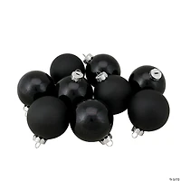 Northlight 9ct Shiny and Matte Black Glass Ball Christmas Ornaments 2.5" (65mm)