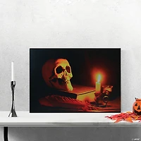 Northlight Black and Orange LED Lighted Skull Halloween Wall Art 12" x 15.75"
