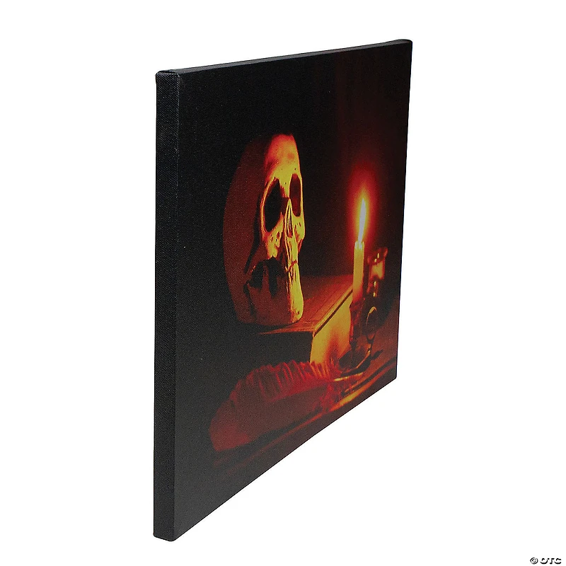 Northlight Black and Orange LED Lighted Skull Halloween Wall Art 12" x 15.75"