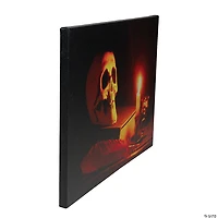 Northlight Black and Orange LED Lighted Skull Halloween Wall Art 12" x 15.75"