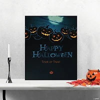 Northlight Blue and Black LED Lighted Jack-O'-Lanterns Happy Halloween Wall Art 23.5" x 19.75"
